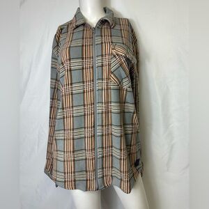 Vintage 1946 Gray and Tan Plaid Zip-Front Men's Shirt